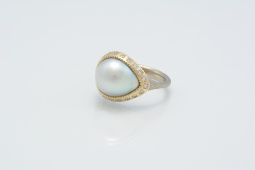 baroque+pearl+&+diamondK18+combination+ring+¥320,000
